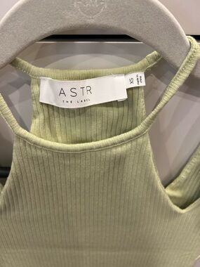 Astr The Label Ribbed Halter Tank in Sage Green